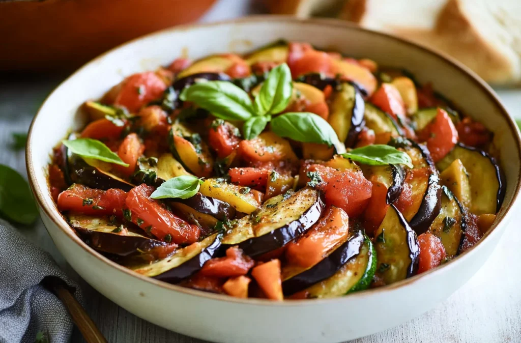 Easy Ratatouille Recipe served in a rustic bowl
