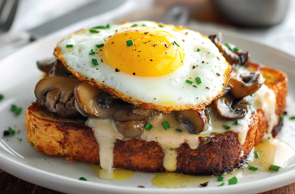 Brunch spread featuring savory French toast with fresh parsley