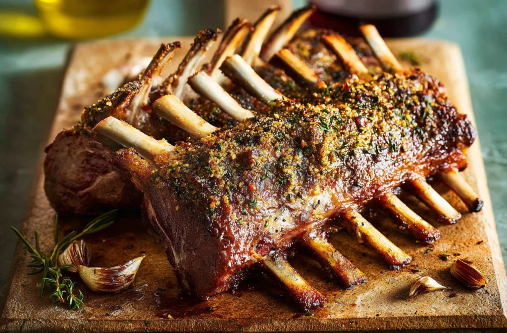 Gourmet roasted lamb dish served for dinner